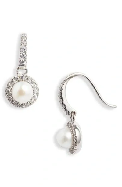 Nordstrom Cultured Pearl Drop Earrings In Platinum Plated