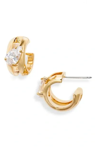 Nordstrom Demi Fine Cubic Zirconia Double Hoop Earrings In 14k Gold Plated