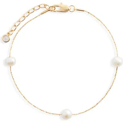 Nordstrom Demi Fine Freshwater Pearl Station Bracelet In 14k Gold Plated