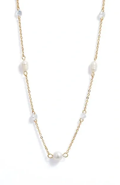 Nordstrom Demi Fine Freshwater Pearl Station Necklace In 14k Gold Plated