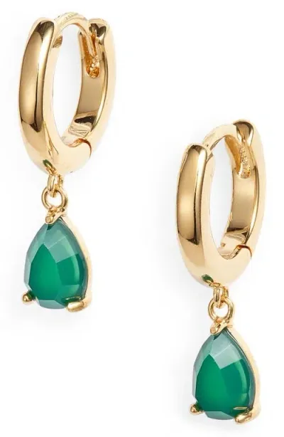 Nordstrom Demi Fine Semiprecious Stone Drop Earrings In Green Onyx- Gold