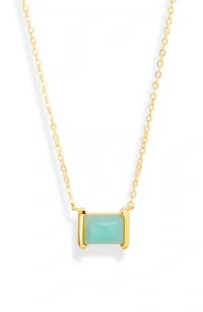 Nordstrom Demi Fine Stone Pendant Necklace In Amazonite- Gold