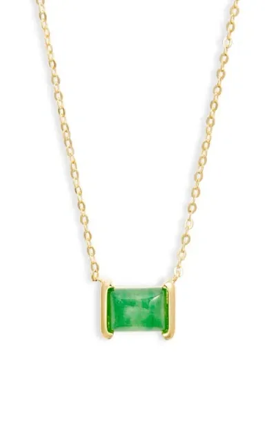 Nordstrom Demi Fine Stone Pendant Necklace In Green Onyx- Gold