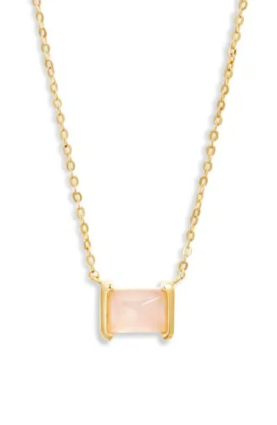 Nordstrom Demi Fine Stone Pendant Necklace In Rose Quartz- Gold