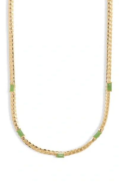 Nordstrom Demi Fine Stone Station Necklace In Green Onyx- Gold