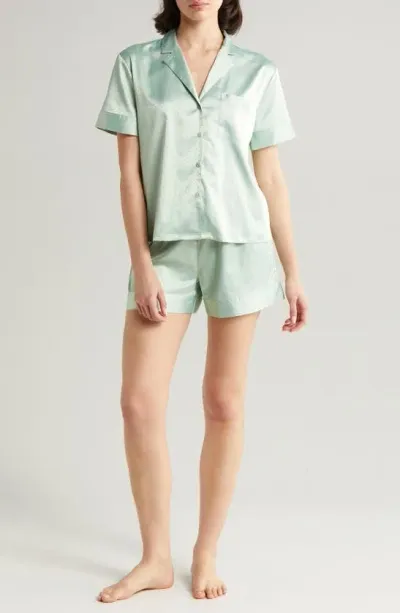 Nordstrom Dobby Satin Short Pajamas In Green Fondant