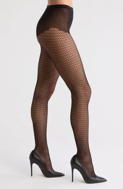 Nordstrom Dot Fishnet Tights In Black