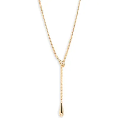 Nordstrom Droplet Curb Chain Lariat Necklace In Gold