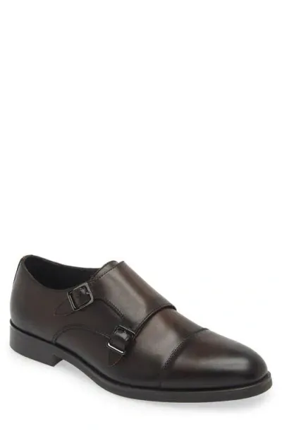 Nordstrom Edison Double Monk Strap Shoe In Brown Clove