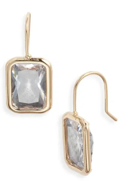 Nordstrom Emerald Cut Cubic Zirconia Drop Earrings In Gold