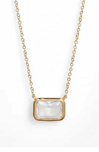 Nordstrom Emerald Cut Cubic Zirconia Pendant In Gold