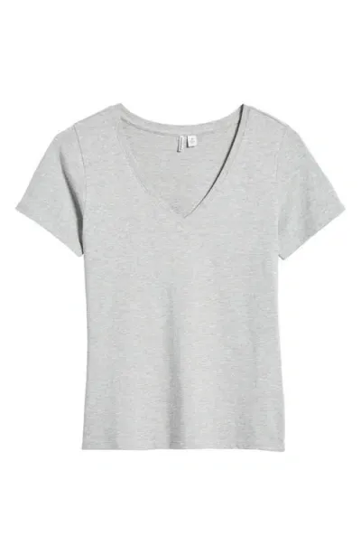 Nordstrom Everyday V-neck Pima Cotton Blend T-shirt In Grey Heather