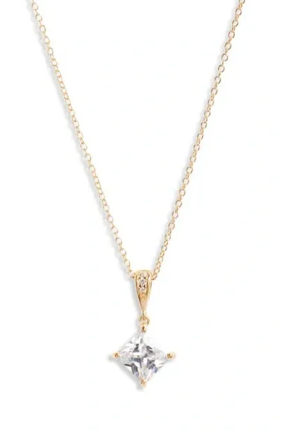 Nordstrom Illusion Cubic Zirconia Pendant Necklace In 14k Gold Plated