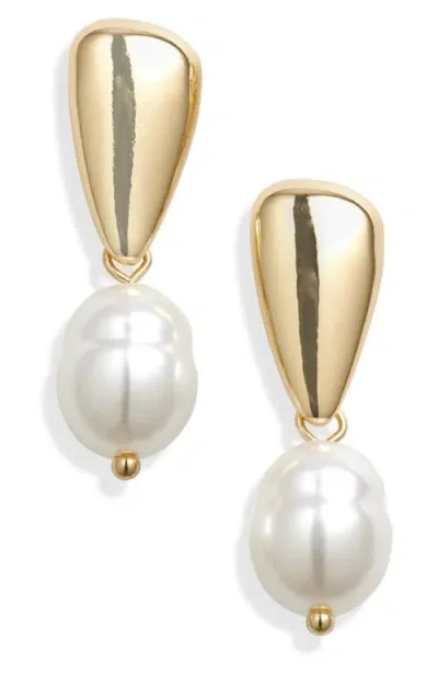 Nordstrom Imitation Pearl Drop Earrings In Gold/pearl