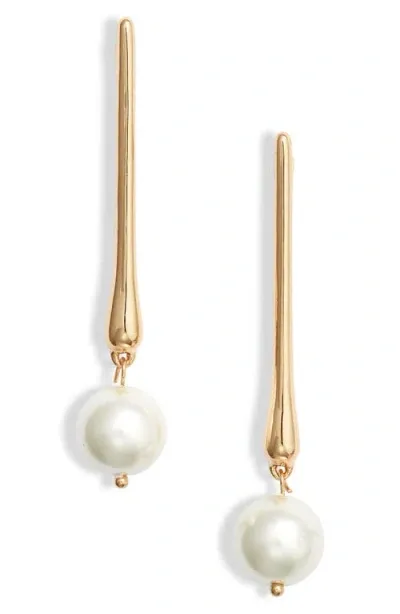 Nordstrom Imitation Pearl Drop Earrings In White- Gold