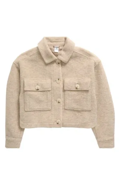 Nordstrom Kids' Brushed Fleece Jacket In Beige Oatmeal Light Heather