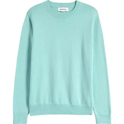 Nordstrom Kids' Cotton & Cashmere Crewneck Sweater In Teal Turquoise