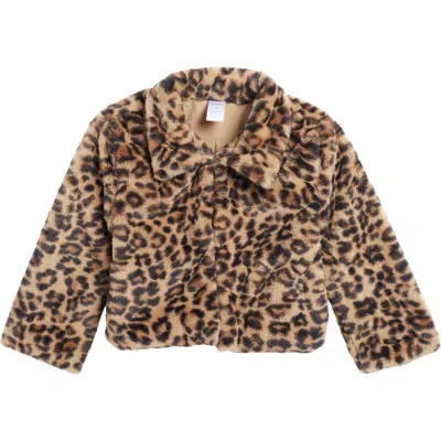 Nordstrom Kids' Faux Fur Jacket In Tan Shore Cheetah Print