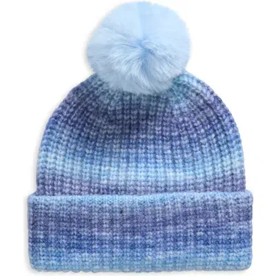 Nordstrom Kids' Faux Fur Pompom Ombré Beanie In Blue