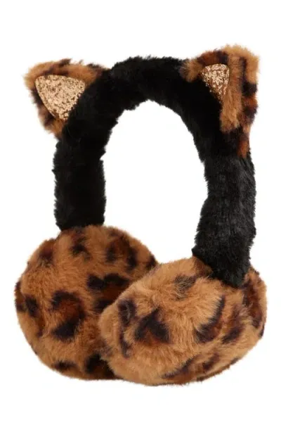 Nordstrom Kids' Glitter Faux Fur Earmuffs In Brown