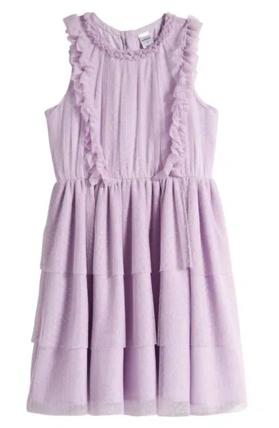 Nordstrom Kids' Mesh Ruffle Dress In Purple Petal