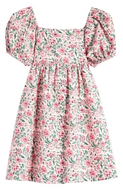 Nordstrom Kids' Puff Sleeve Bow Back Cotton Dress In Pink Lotus Lizzy Brocade