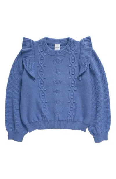 Nordstrom Kids' Ruffle Shoulder Crewneck Sweater In Blue Colony