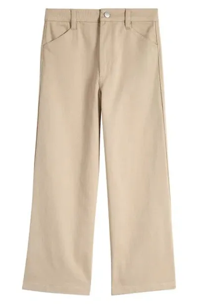 Nordstrom Kids' Stretch Twill Crop Wide Leg Pants In Beige Hummus