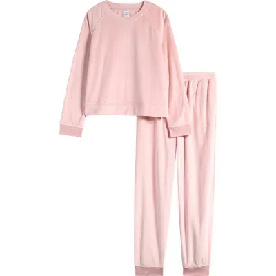 Nordstrom Kids' Velour Two-piece Pajamas In Pink Lotus