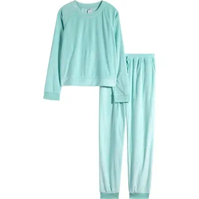 Nordstrom Kids' Velour Two-piece Pajamas In Teal Turquoise