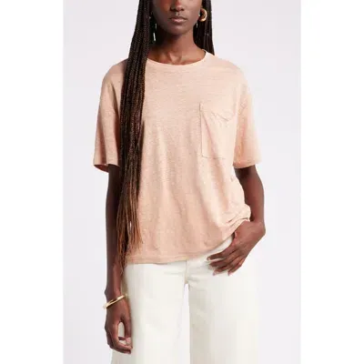 Nordstrom Linen Pocket T-shirt In Beige Tuscany