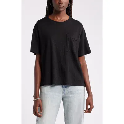 Nordstrom Linen Pocket T-shirt In Black