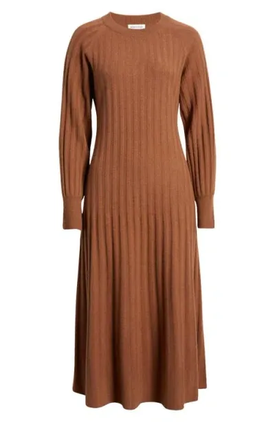 Nordstrom Long Sleeve Wool & Cashmere Sweater Dress In Rust Adobe