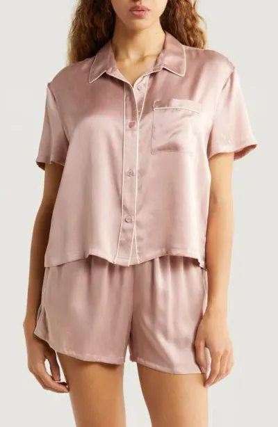 Nordstrom Matte Silk Satin Short Pajamas In Pink Puff