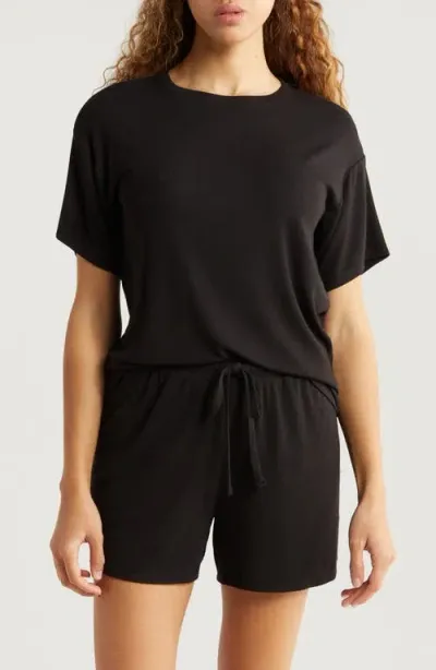 Nordstrom Moonlight Easy Rib Short Pajamas In Black