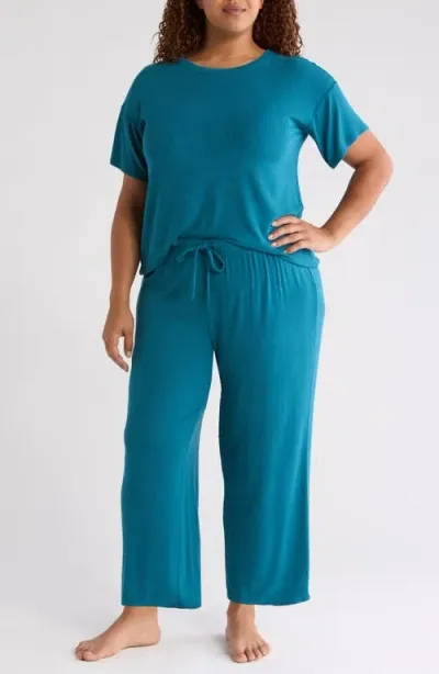 Nordstrom Moonlight Eco Easy Rib Pajamas In Teal Feather