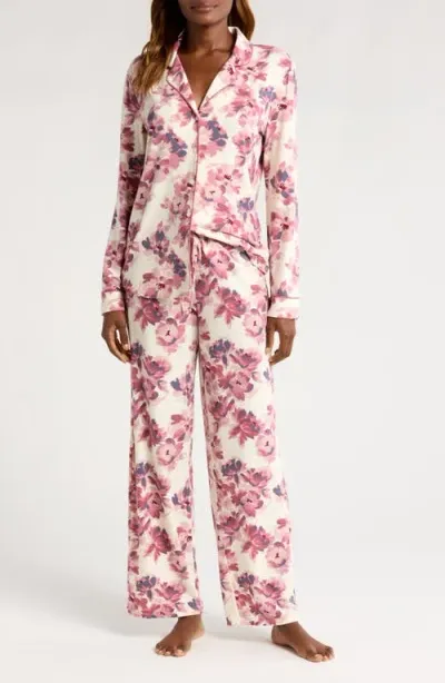 Nordstrom Moonlight Eco Knit Pajamas In Ivory Egret Paintedseas Floral