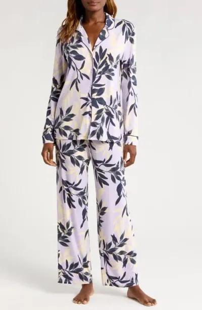 Nordstrom Moonlight Eco Knit Pajamas In Purple Petal Willow Leaves