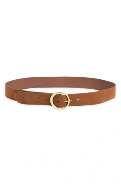 Nordstrom Oversize Buckle Suede Belt In Brown