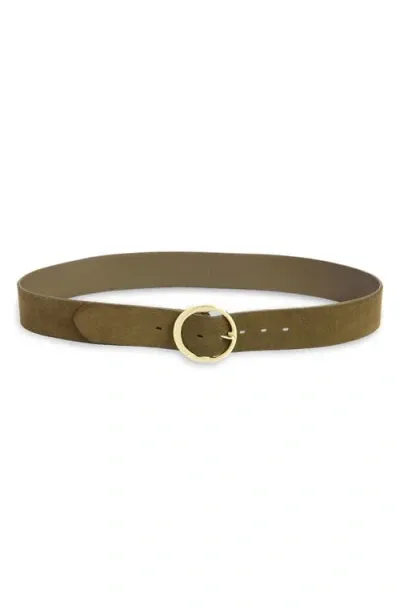 Nordstrom Oversize Buckle Suede Belt In Olive