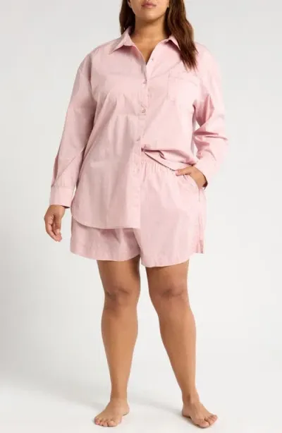 Nordstrom Oversize Shirting Short Pajamas In Pink Puff