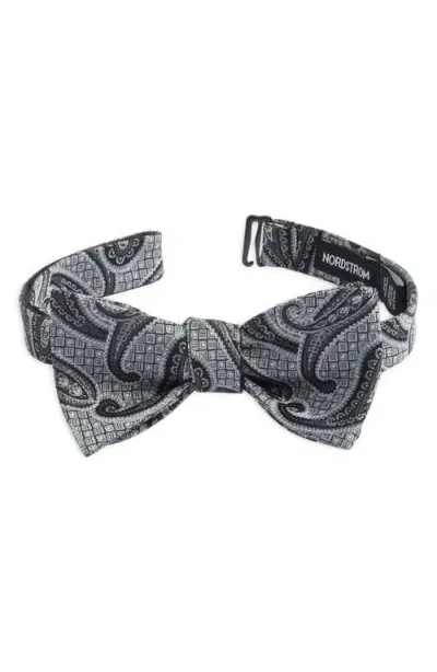 Nordstrom Paisley Silk Bow Tie In Gray