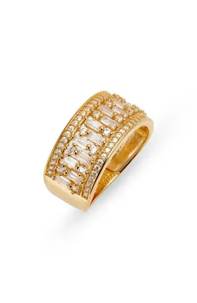 Nordstrom Sterling Silver & Cubic Zirconia Band Ring In 14k Gold Plated