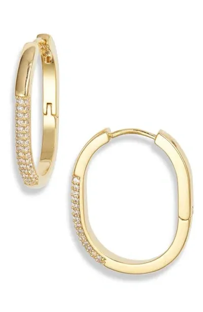 Nordstrom Pavé Cubic Zirconia Elongated Hoop Earrings In Gold