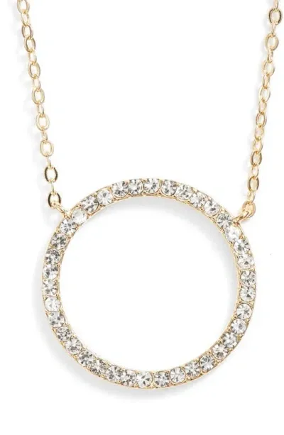 Nordstrom Pavé Open Circle Pendant Necklace In Clear- Gold