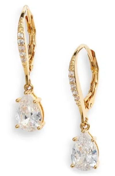 Nordstrom Pear Cubic Zirconia Drop Earrings In Clear- Gold