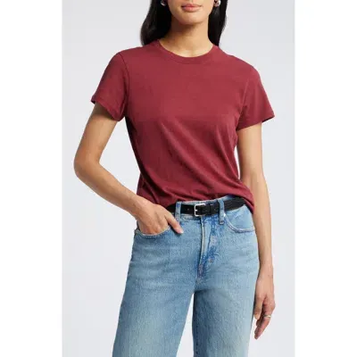 Nordstrom Pima Cotton Slub Crewneck T-shirt In Red Grape