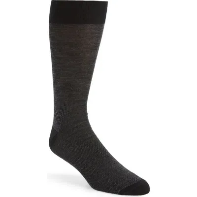 Nordstrom Pinstripe Wool Blend Dress Socks In Black