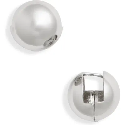 Nordstrom Polished Sphere Huggie Earrings In Rhodium