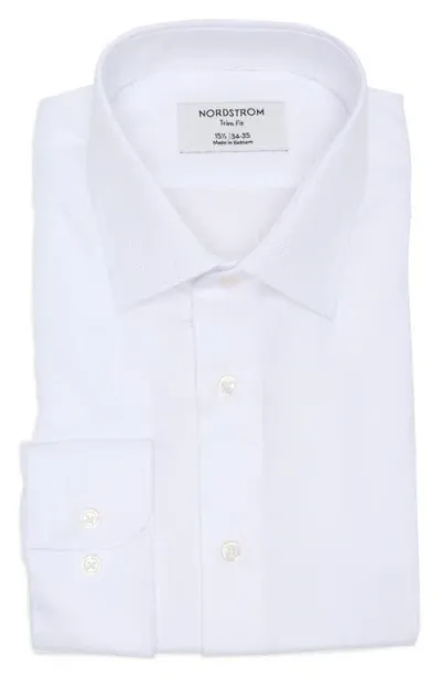 Nordstrom Premium Non-iron Trim Fit Dress Shirt In White Star Triangle Pat